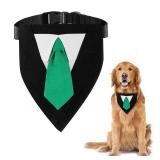 Dog Tuxedo Adjustable Buckle Formal with Bow Tie Costume Pet Party Tux Bandana Dog Wedding Collar for Small Medium Large (Black Tie-L)