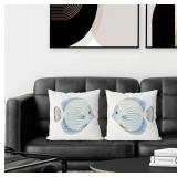 Fish Throw Pillow Covers, Beach Coastal Pillow Covers 20x20 Set of 2, Beach Coastal Pillows Decorative Throw Pillows for Home Couch Bedroom Living Room - Retail: $19