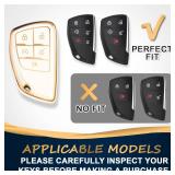 Chevy Key Fob Cover with Keychain Soft TPU Protection Case Compatible with 2021-2026 Chevy Tahoe Suburban Equinox Blazer GMC Yukon Denali Silverado 5-Buttons(Gold Trim Ivory) - Retail: $14