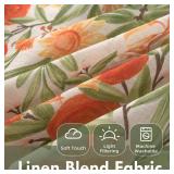 Kitchen Curtains Orange Harvest Floral Linen Short Curtains Cafe 45 Inch Length for Living Room Bathroom Autumn Fall Printed Patterned Vintage Rod Pocket 2 Panels Orange Coral Gold