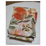 Kitchen Curtains Orange Harvest Floral Linen Short Curtains Cafe 45 Inch Length for Living Room Bathroom Autumn Fall Printed Patterned Vintage Rod Pocket 2 Panels Orange Coral Gold