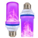 Smaller LED Purple Flame Light Bulbs -3W Christmas Flickering Light Bulbs with Gravity Sensing, E26 Base Christmas Purple Light Bulb Outdoor, Vintage Flame Bulbs (2 Pack) - Retail: $13