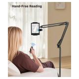 Floor Tablet Holder for Kindle with Remote Page Turner, Kindle Stand for Reading in Bed on Paperwhite Colorsoft Scribe E-reader, Lazy Arm Phone Mount for E-book Reading with Clicker Accessories - Reta