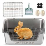 Aothey Rabbit Litter Box, Extra Large Bunny Litter Box with 304 Stainless Steel Sifting Tray & Hooks, Rabbit Litter Box, Easy to Clean and Odor Control (17.7'x13.8'x5.9') - Retail: $69'
