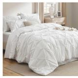 Bedsure Full Size Comforter, Bed in a Bag White Bed Comforter.