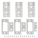 6 Pcs Non-Mortise Door Hinges, 2 inch x 1 inch Bifold Butt Cabinet Hinges Vintage Furniture Hardware Antique Door Hinge with Screws for Door, Windows, Cabinet, Cupboard(White Nickel) - Retail: $5