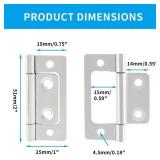 6 Pcs Non-Mortise Door Hinges, 2 inch x 1 inch Bifold Butt Cabinet Hinges Vintage Furniture Hardware Antique Door Hinge with Screws for Door, Windows, Cabinet, Cupboard(White Nickel) - Retail: $5