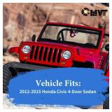 CMVT Auto Window Visors for 2012-2015 Honda Civic Sedan 4-Door, Outside-Mount Shatterproof Rain Guards Vent Deflector Shade Dark Smoke 2013 2014, Tape-On, 4PCS