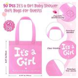 It's a Girl Baby Shower Favor Bags Non Woven Treat Tote Bags with Handles Gender Reveal Party Supplies Thank You Gift Bag for Guests - Retail: $15