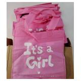 It's a Girl Baby Shower Favor Bags Non Woven Treat Tote Bags with Handles Gender Reveal Party Supplies Thank You Gift Bag for Guests - Retail: $15