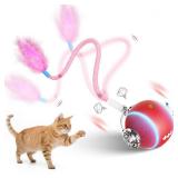 Interactive Cat Toys for Indoor Cats,3 Modes Electric Moving Cat Ball with Feather Tail,800MAH Large Capacity & Low Noise, Automatic Kitten Toys for Bored Indoor Adult Cats - Retail: $15