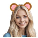 Fluffy Monkey Headband for Women Adult, Brown Monkey Ears Headband Adult, Funny Monkey Ears Accessories for Monkey Costume Women Halloween, Party, Not a Toy, For users aged 15 and Above. - Retail: $6