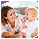 2 Packs Baby Teething Toy for 3-6 6-12 Months, Teether Mitten & Silicone Rudder with Wooden Ring, Food Grade Silicone, BPA-Free, Baby Chew Toys for Sucking Needs - Retail: $13