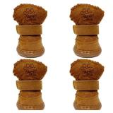 Dog Boots, HiBallBall 4 PCS Dog Shoes for Small Pets Dogs, Anti-Slip Snow Boots, Paw Protectors (Brown, Size2) - Retail: $10