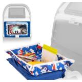 Gear Airplane Tray Table Cover - Organize Kids Travel Essentials - Snack & Toy Pockets for Airplane Toys for Toddlers 1-3 - Foldable Tablet Stand for Travel Toddler Essentials - Plane Pattern - Retail