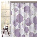 Modern Extra Long Shower Curtain for Bathroom, Lavender Purple Geometric Art Decor Waterproof Bath Curtain, Abstract Fabric Shower Curtain Sets for Home Decor, 72x84 Inch - Retail: $32