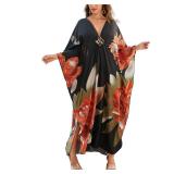 sunforyou Caftans for Women 4XL Black Elegant Moomoo Dresses70s Kaftan Print Colorful Floral Bikini Cover up Lightweight Loungewear(8693-34) - Retail $20 sunforyou Caftans for Women 4XL Black Elegant Moomoo Dresses70s Kaftan Print Colorful Floral Bikini Cover up Lightweight Loungewear(8693-34) - Retail $20