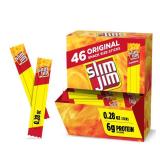 Slim Jim Smoked Meat Sticks, Original Flavor, 6g Protein Per Serving, Snack Size, 0.28 oz. (46 Count) Slim Jim Smoked Meat Sticks, Original Flavor, 6g Protein Per Serving, Snack Size, 0.28 oz. (46 Count)