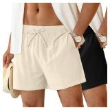 Neer 2 Pack Men's Linen Shorts L-5XL Big and Tall Regular Casual Lightweight Drawstring Summer Shorts with Pockets(Black, Apricot,4X-Large) - Retail $25 Neer 2 Pack Men's Linen Shorts L-5XL Big and Tall Regular Casual Lightweight Drawstring Summer Shorts with Pockets(Black, Apricot,4X-Large) - Retail $25