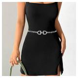 CanB Women Waist Belt Rhinestone Chain Belt Silver Thin Belts for Dress (Silver) CanB Women Waist Belt Rhinestone Chain Belt Silver Thin Belts for Dress (Silver)