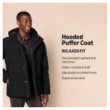 Amazon Essentials Men's Mid-Length Hooded Puffer Coat (Available in Big & Tall), Black, Medium - Retail $60 Amazon Essentials Men's Mid-Length Hooded Puffer Coat (Available in Big & Tall), Black, Medium - Retail $60