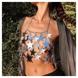 Star Sequins Chest Chains Bikini Bra Top Festival Rave Party Outfit Stars SequinTop Body Chain Jewerly for Women OSFM - Retail $22 Star Sequins Chest Chains Bikini Bra Top Festival Rave Party Outfit Stars SequinTop Body Chain Jewerly for Women OSFM - Retail $22
