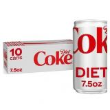 Diet Coke Diet Cola Soda Fridge Pack 7.5 fl oz Mini Cans 10 Pack Diet Coke Diet Cola Soda Fridge Pack 7.5 fl oz Mini Cans 10 Pack