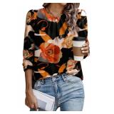 Samefar Womens Floral Black Blouses Dressy Casual Pleated Crew Neck Long Sleeve Shirts for Women Office Work Chiffon Blouses Medium - Retail $20 Samefar Womens Floral Black Blouses Dressy Casual Pleated Crew Neck Long Sleeve Shirts for Women Office Work Chiffon Blouses Medium - Retail $20