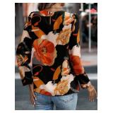 Samefar Womens Floral Black Blouses Dressy Casual Pleated Crew Neck Long Sleeve Shirts for Women Office Work Chiffon Blouses Medium - Retail $20 Samefar Womens Floral Black Blouses Dressy Casual Pleated Crew Neck Long Sleeve Shirts for Women Office Work Chiffon Blouses Medium - Retail $20