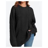 Saodimallsu Womens Oversized Sweaters Chunky Cable Knit Crewneck Long Sleeve Loose Tunic Sweater Tops Black size XL - Retail $30 Saodimallsu Womens Oversized Sweaters Chunky Cable Knit Crewneck Long Sleeve Loose Tunic Sweater Tops Black size XL - Retail $30