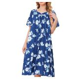 udforsk House Dresses For Elderly Soft Cotton Lounge Dress Short Sleeve Muumuu Dresses Cotton House Coats Long Nightgowns For Women Plus Size Ladies Nightgowns Blue White Flower XL - Retail $20 udforsk House Dresses For Elderly Soft Cotton Lounge Dress Short Sleeve Muumuu Dresses Cotton House Coats Long Nightgowns For Women Plus Size Ladies Nightgowns Blue White Flower XL - Retail $20