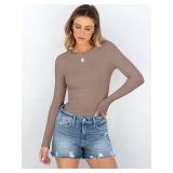 ANRABESS Women Long Sleeve Shirts Rib Knit Slim Fit Tops Basic Tee 2025 Fall Outfits Casual T-Shirt Underscrubs Layer Clothes Light Khaki X-Large - Retail $20 ANRABESS Women Long Sleeve Shirts Rib Knit Slim Fit Tops Basic Tee 2025 Fall Outfits Casual T-Shirt Underscrubs Layer Clothes Light Khaki X-Large - Retail $20