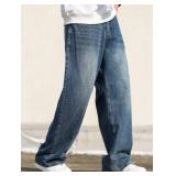 DFGIGT Men's Baggy Hip Hop Jeans Wide Leg Skater Denim Pants Casual Loose Fit Long Trousers Streetwear Jinco Oversized Relaxed Y2k 2000s Extreme Motion Skateboard,A12 Blue,Medium - Retail $36 DFGIGT Men's Baggy Hip Hop Jeans Wide Leg Skater Denim Pants Casual Loose Fit Long Trousers Streetwear Jinco Oversized Relaxed Y2k 2000s Extreme Motion Skateboard,A12 Blue,Medium - Retail $36