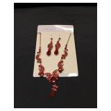 Red Crystal Teardrop Necklace and Earring Set Red Crystal Teardrop Necklace and Earring Set
