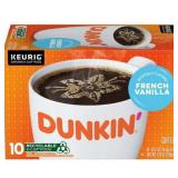 Dunkin French Vanilla Artificially Flavored Coffee Keurig K Cup Pods 10 Count Box Dunkin French Vanilla Artificially Flavored Coffee Keurig K Cup Pods 10 Count Box