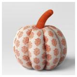 Block Print Shaped Pumpkin Throw Pillow Orange - Threshold Block Print Shaped Pumpkin Throw Pillow Orange - Threshold