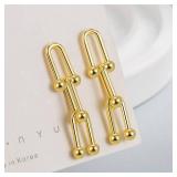 HUARJO 14K Gold Plated S925 Sterling Silver Post Drop Dangle Earrings for Women,Cubic Zirconia Paperclip Link Chain Earrings for Women. (U Shaped Bamboo-Gold1) HUARJO 14K Gold Plated S925 Sterling Silver Post Drop Dangle Earrings for Women,Cubic Zirconia Paperclip Link Chain Earrings for Women. (U Shaped Bamboo-Gold1)