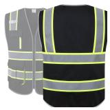 JKSafety 7 Pockets High Visibility Safety Vest for Men and Women Zipper Front with Hi-Vis Reflective Strips Meets ANSI/ISEA Standards (130-Black, Large) - Retail $20 JKSafety 7 Pockets High Visibility Safety Vest for Men and Women Zipper Front with Hi-Vis Reflective Strips Meets ANSI/ISEA Standards (130-Black, Large) - Retail $20