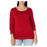 Amazon Essentials Women's Long-Sleeve Lightweight Crewneck Sweater (Available in Plus Size), Red, 3X Amazon Essentials Women's Long-Sleeve Lightweight Crewneck Sweater (Available in Plus Size), Red, 3X