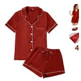 WJing Yi Jia 4Pcs Womens Satin Silky Pajama Sets Short Sleeve Shirt Floral Pajamas Set Soft PJ Loungewear Sleepwear Medium WJing Yi Jia 4Pcs Womens Satin Silky Pajama Sets Short Sleeve Shirt Floral Pajamas Set Soft PJ Loungewear Sleepwear Medium