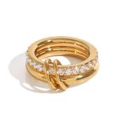 Waterproof Gold Stackable Rings for Women Non Tarnish - 18K Gold Plated Water Resistant Rings Everyday Ring Band for Women - Never Fades Interlocked Cubic Zirconia Bands Stacking Ring (Gold-CZ, Size 7 Waterproof Gold Stackable Rings for Women Non Tarnish - 18K Gold Plated Water Resistant Rings Everyday Ring Band for Women - Never Fades Interlocked Cubic Zirconia Bands Stacking Ring (Gold-CZ, Size 7