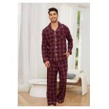 Vulcanodon Men's 100% Cotton Flannel Pajama Sets, Soft Plaid PJS Long Sleeve Sleepwear 2 Piece Button Down Lounge Set(A-Burgundy Brown Plaid,L) - Retail $33 Vulcanodon Men's 100% Cotton Flannel Pajama Sets, Soft Plaid PJS Long Sleeve Sleepwear 2 Piece Button Down Lounge Set(A-Burgundy Brown Plaid,L) - Retail $33