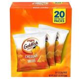Goldfish Cheddar Cheese Crackers Baked Snack Crackers 1 oz on-The-Go Snack Packs 20 Count Box Goldfish Cheddar Cheese Crackers Baked Snack Crackers 1 oz on-The-Go Snack Packs 20 Count Box