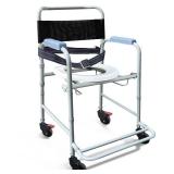 Aliseniors 3-in-1 Rolling Shower Chair with Wheels, Bedside Commode Transport Wheelchair, Waterproof Inside Bathroom & Toilet Chair for Handicap, Elderly, Injured or Disabled, 250 lbs - Retail: $110 Aliseniors 3-in-1 Rolling Shower Chair with Wheels, Bedside Commode Transport Wheelchair, Waterproof Inside Bathroom & Toilet Chair for Handicap, Elderly, Injured or Disabled, 250 lbs - Retail: $110
