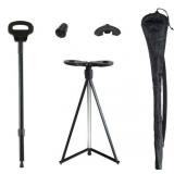 ALEVMOOM Walking Cane with seat,Lightweight Aluminum Triangular Construction Folding Cane, Portable Cane Seats for Women Men Seniors Capacity 440lb - Retail: $63 ALEVMOOM Walking Cane with seat,Lightweight Aluminum Triangular Construction Folding Cane, Portable Cane Seats for Women Men Seniors Capacity 440lb - Retail: $63