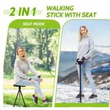 ALEVMOOM Walking Cane with seat,Lightweight Aluminum Triangular Construction Folding Cane, Portable Cane Seats for Women Men Seniors Capacity 440lb - Retail: $63 ALEVMOOM Walking Cane with seat,Lightweight Aluminum Triangular Construction Folding Cane, Portable Cane Seats for Women Men Seniors Capacity 440lb - Retail: $63