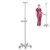 IV Pole with Wheels Medical Portable IV Stand Pole, IV Bag Stand with Removable IV Bag Holder, Adjustable Height Pole, 4 Hook & 5 Caster Base - Retail: $78 IV Pole with Wheels Medical Portable IV Stand Pole, IV Bag Stand with Removable IV Bag Holder, Adjustable Height Pole, 4 Hook & 5 Caster Base - Retail: $78