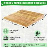 Wooden Threshold Ramp for Home Steps, 8' Rise Doorway Ramp with Non-Slip Grooves, Door Ramp for Wheelchair/Walker/Cart/Scooter, (31.4 W*8.0' H, Solid Pine Wood, 600LBS Capacity) - Retail: $146 Wooden Threshold Ramp for Home Steps, 8' Rise Doorway Ramp with Non-Slip Grooves, Door Ramp for Wheelchair/Walker/Cart/Scooter, (31.4 W*8.0' H, Solid Pine Wood, 600LBS Capacity) - Retail: $146