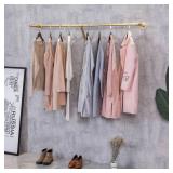 FURVOKIA Industrial Pipe Wall Mounted Clothes Hanging Shelves System,Metal Clothing Towel Rack,Garment Rack Perfect for Retail Display,Closet Organization (One Pipe Shelves, Gold, 47\' L x 11.8\' D) R FURVOKIA Industrial Pipe Wall Mounted Clothes Hanging Shelves System,Metal Clothing Towel Rack,Garment Rack Perfect for Retail Display,Closet Organization (One Pipe Shelves, Gold, 47\' L x 11.8\' D) R