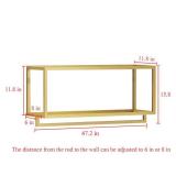 MDEPYCO Creative Square Display Garment Racks in Boutique Clothing Stores, Wall-Mounted Hanging Clothes Shelf in Home, Towel Racks for Bathroom Storage Shelves (Gold, 47.2' L), Retail $105 MDEPYCO Creative Square Display Garment Racks in Boutique Clothing Stores, Wall-Mounted Hanging Clothes Shelf in Home, Towel Racks for Bathroom Storage Shelves (Gold, 47.2' L), Retail $105